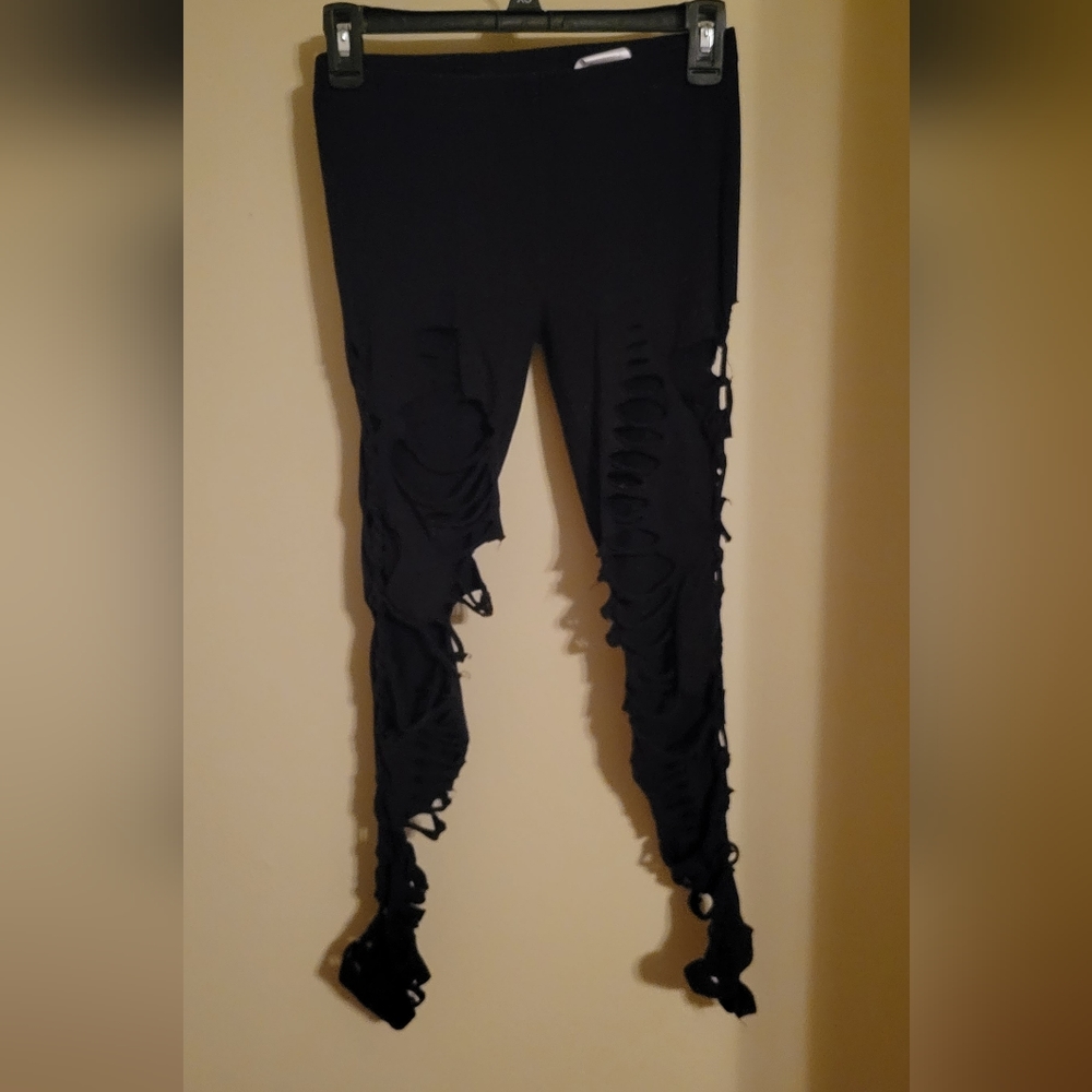 Distressed, ripped custom leggings